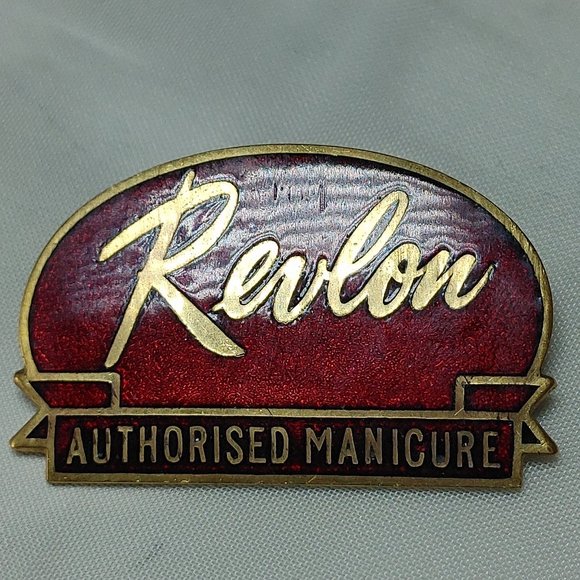 Vintage Revlon Authorized Manicure Pin Red and Brass Mid Century Collectible - Picture 2 of 3